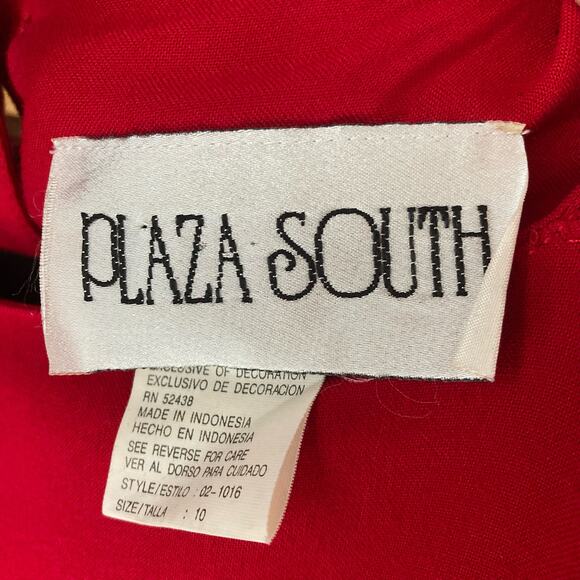 Vintage Plaza South Rayon Nautical 90s Dress Midi Red Size 10 - Picture 6 of 10